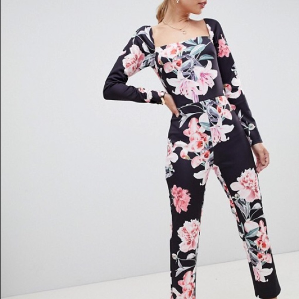 True Violet floral printed jumpsuit